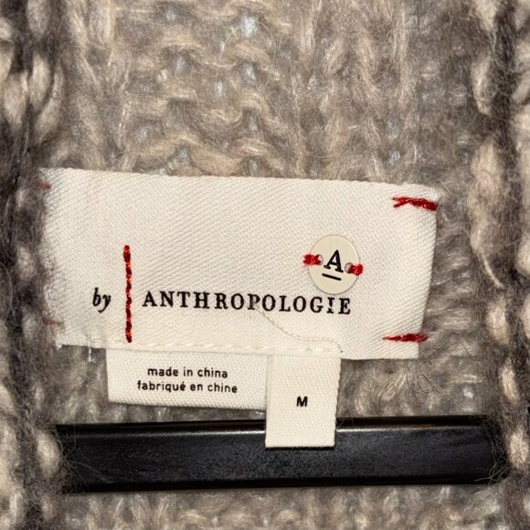 😊Anthropology Alpaca Wool Blend Oversize Sweater Gray Ombre Stripe Sz M EUC - Picture 5 of 9